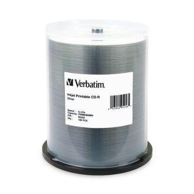 VERBATIM CD-R CDR 52X  Silver Inkjet Printable 100 pack Spindle 95256 