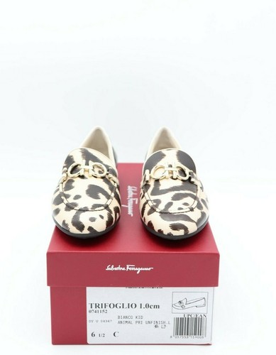 Mocasines planos con estampado de leopardo Salvatore Ferragamo trébol 6,5 36,5 C - Imagen 3 de 9