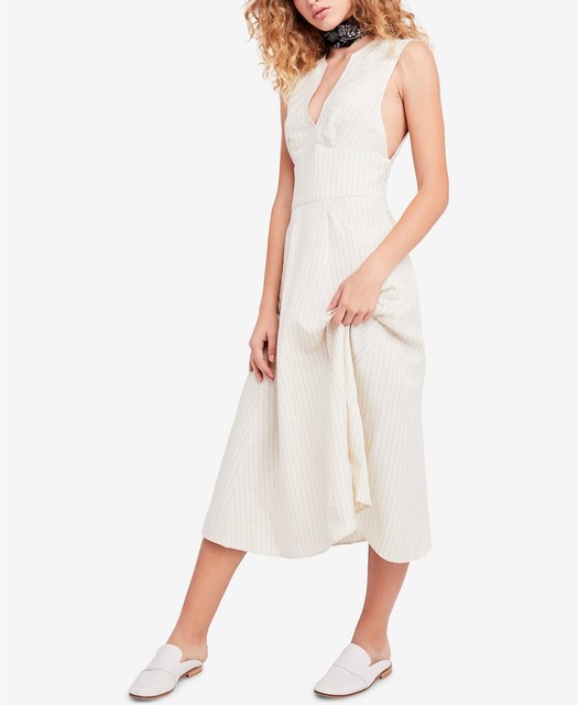 pinstripe midi dress