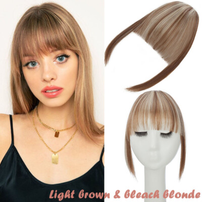 Thick Fringe Bangs 100% AS Human Hair Extensions Clip In Hairpiece Topper Thin