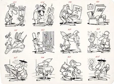 JACOVITTI - original table twelve cartoons for the Vitt newspaper