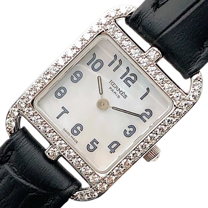 HERMÈS OROLOGIO DA POLSO DONNA HERMES CC1.192 CAPEGOT MINI CONCHIGLIA BIANCA K18 ORO BIANCO SVIZZERO