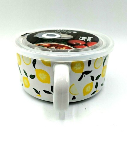 Boston Warehouse 22 Oz Souper Bowl Soup Mug with Lid Lemons - Picture 3 of 6