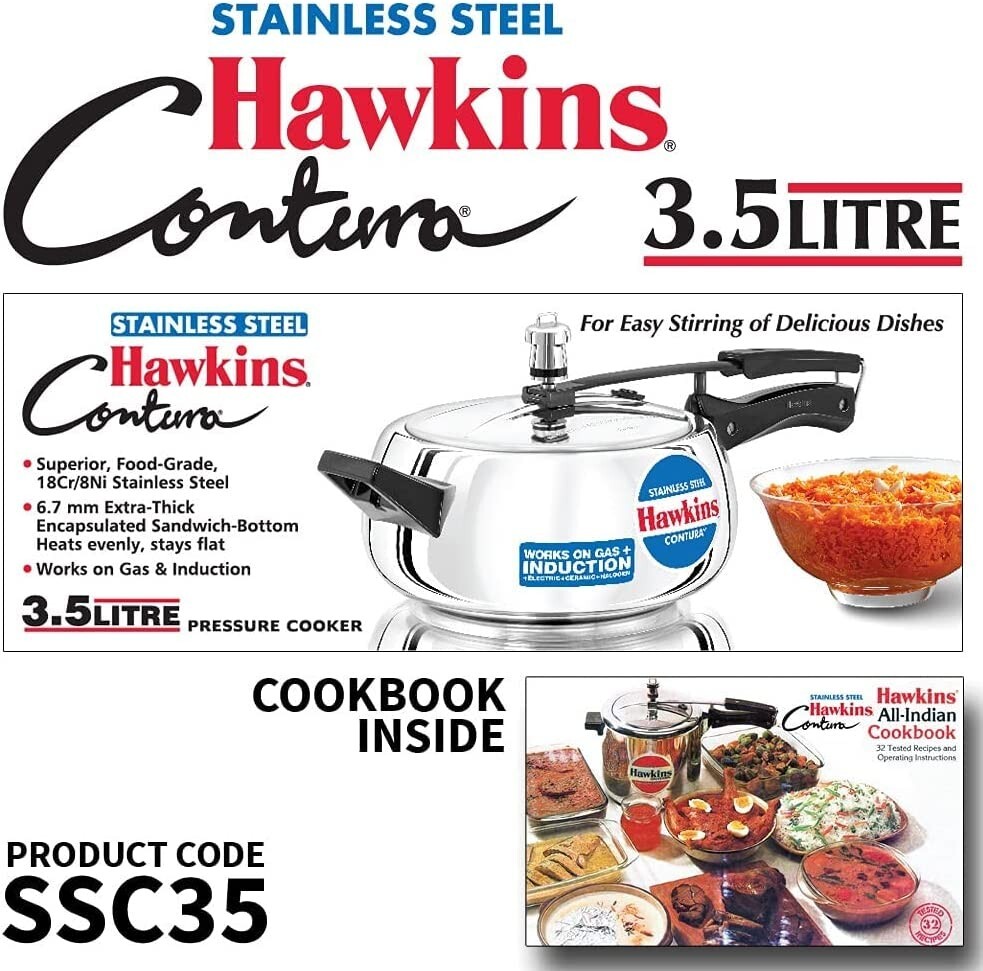 Hawkins SSC35 Induction Base Stainless Steel 3.5 Liter Pressure Cooker