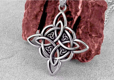 Big CELTIC WITCH KNOT SYMBOL Pendant On 925 Sterling Silver Plated 18'' Necklace