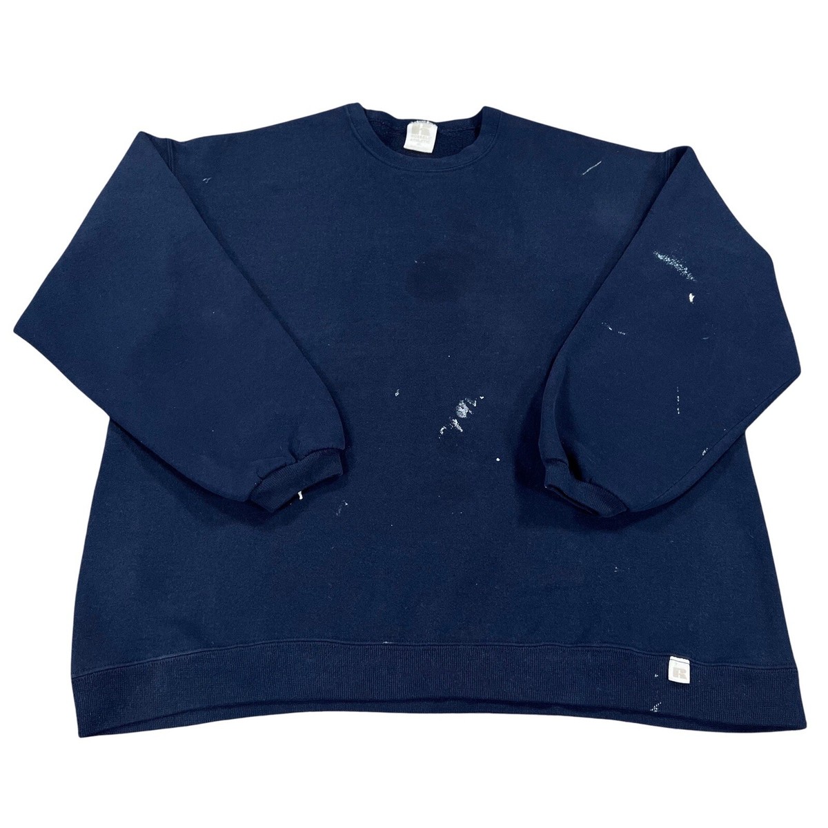 90s Russell Athletic paint sweat usa製 Vintage 90s Russell Athletic Jumper Sweatshirt XL Blue Paint