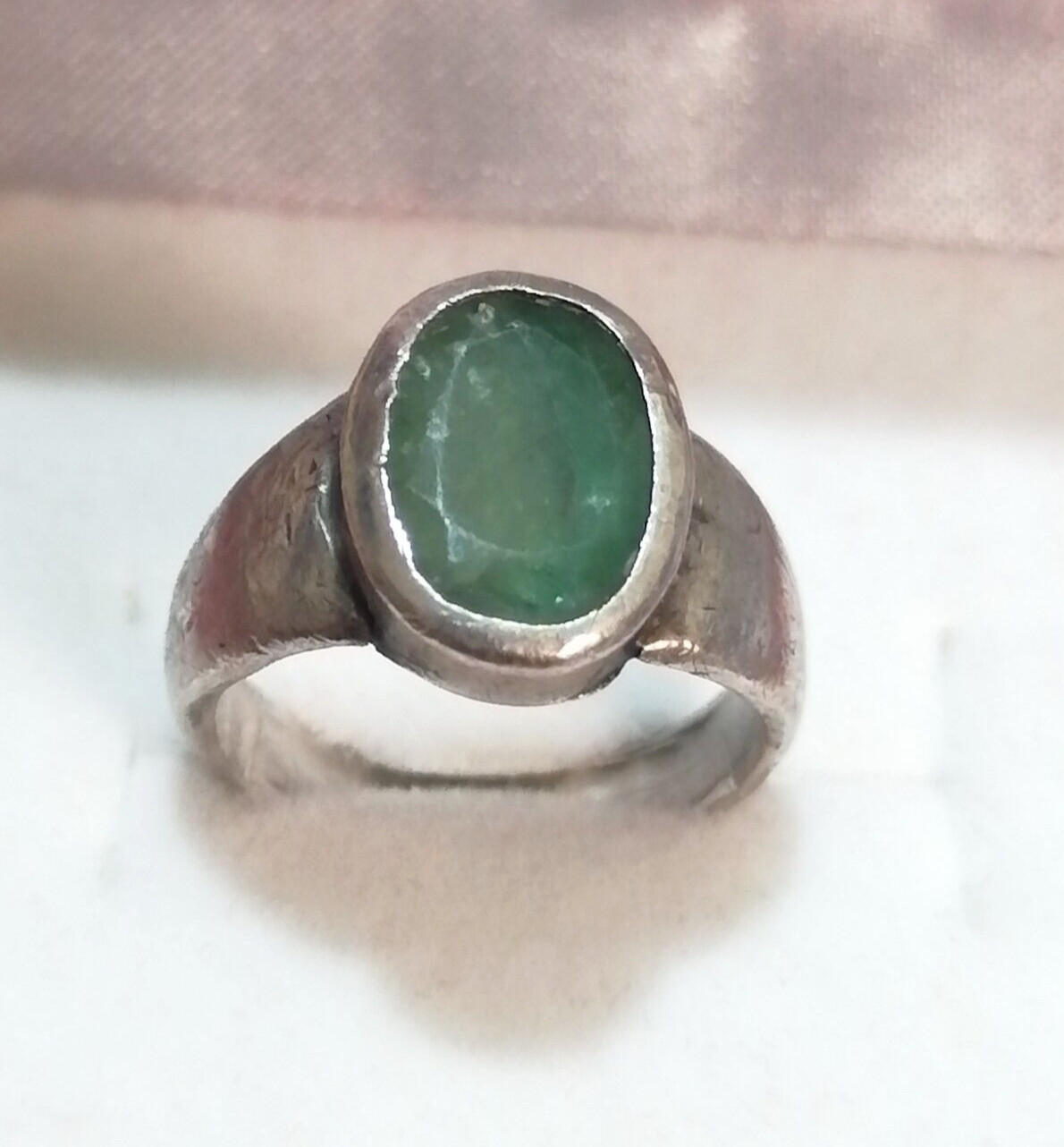 Exquisite Green Emerald Handmade Solid Silver Rin… - image 2