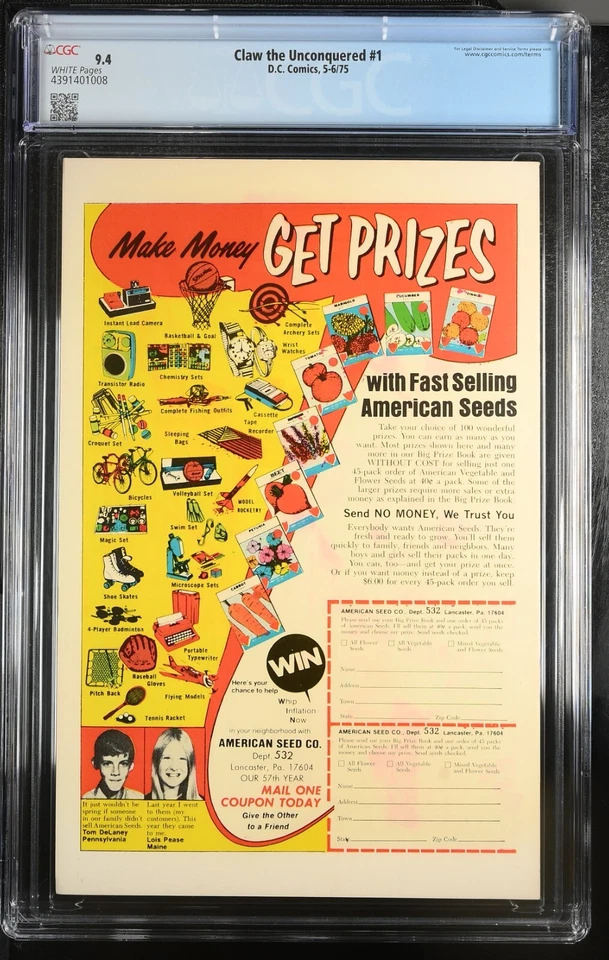 🔥CLAW THE UNCONQUERED #1 CGC 9.4 WHITE PAGES, 1st APP of CLAW, DC COMICS 1975 - Image 2 of 4