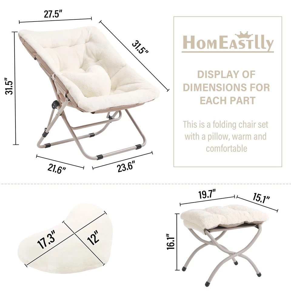 Silla Platillo con Otomana, Cómoda Silla Plegable De Gran Tamaño, Ch... Foto 3 de 4