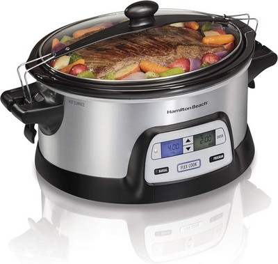 Hamilton Beach 33861 Portable Programmable Slow Cooker, Dishwasher Safe Crock