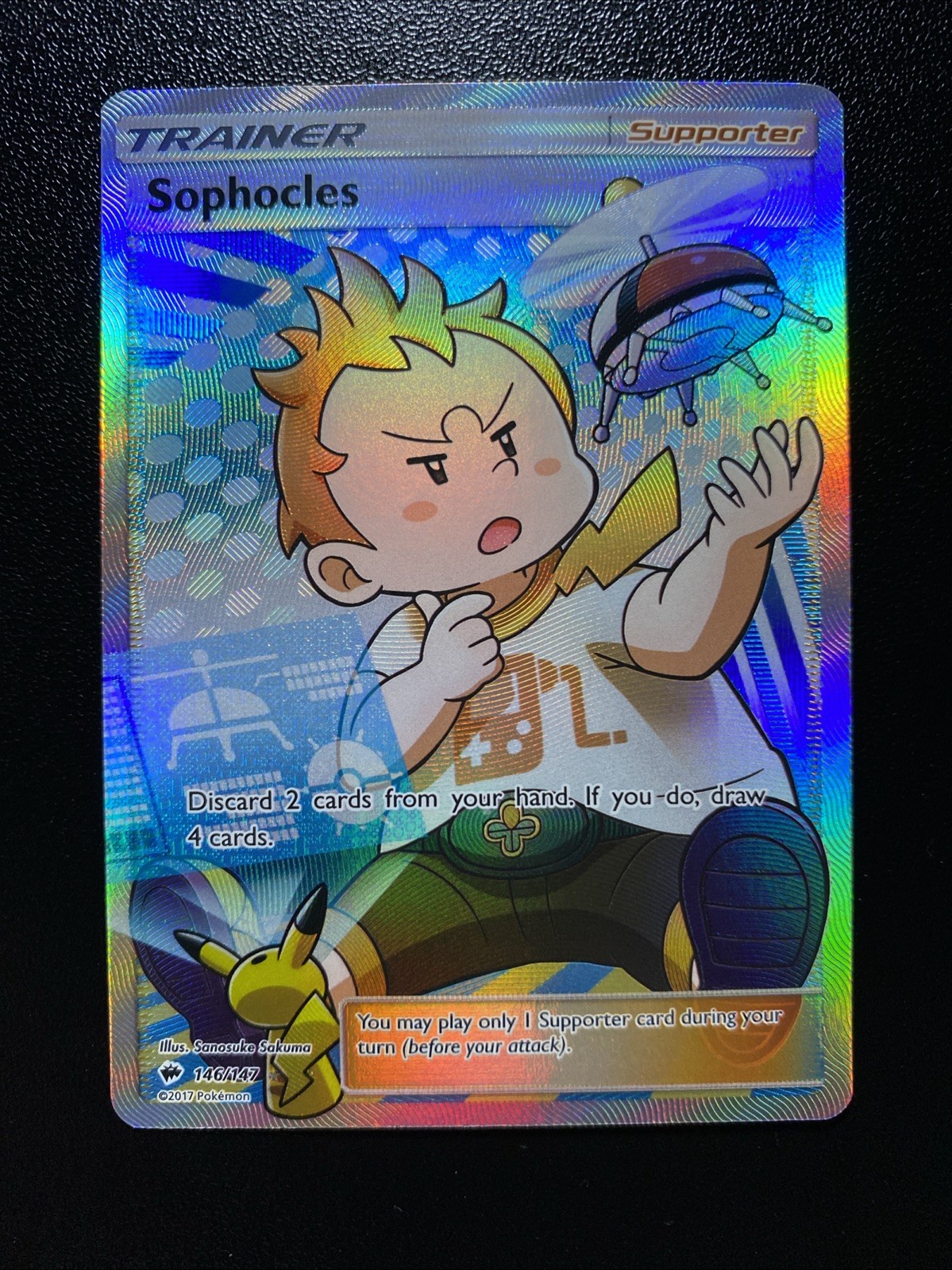 Sophocles 146/147 Pokémon Burning Shadows Ultra Rare NM Full Art Trainer 