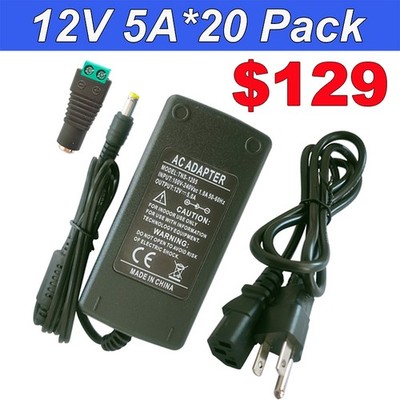 110V to 12V Power Supply - 12V 5 Amp Transformer, AC 110V To DC 12V Adapter 60W
