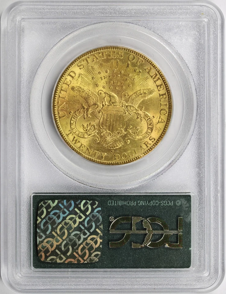 1900-S $20 Oro Liberty Doble Águila PCGS MS62 OGH Foto 2 de 4