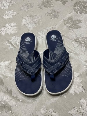 Clarks Cloud steppers Cushion Soft 7 Thong flip flop Sandals Blue excellent CO