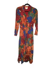Farm Rio black stitched flowers v neck maxi dress Size XS