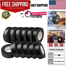 12 Pack Black Electrical Tape Waterproof, 0.75 in x 66 FT High Temp Electric ...