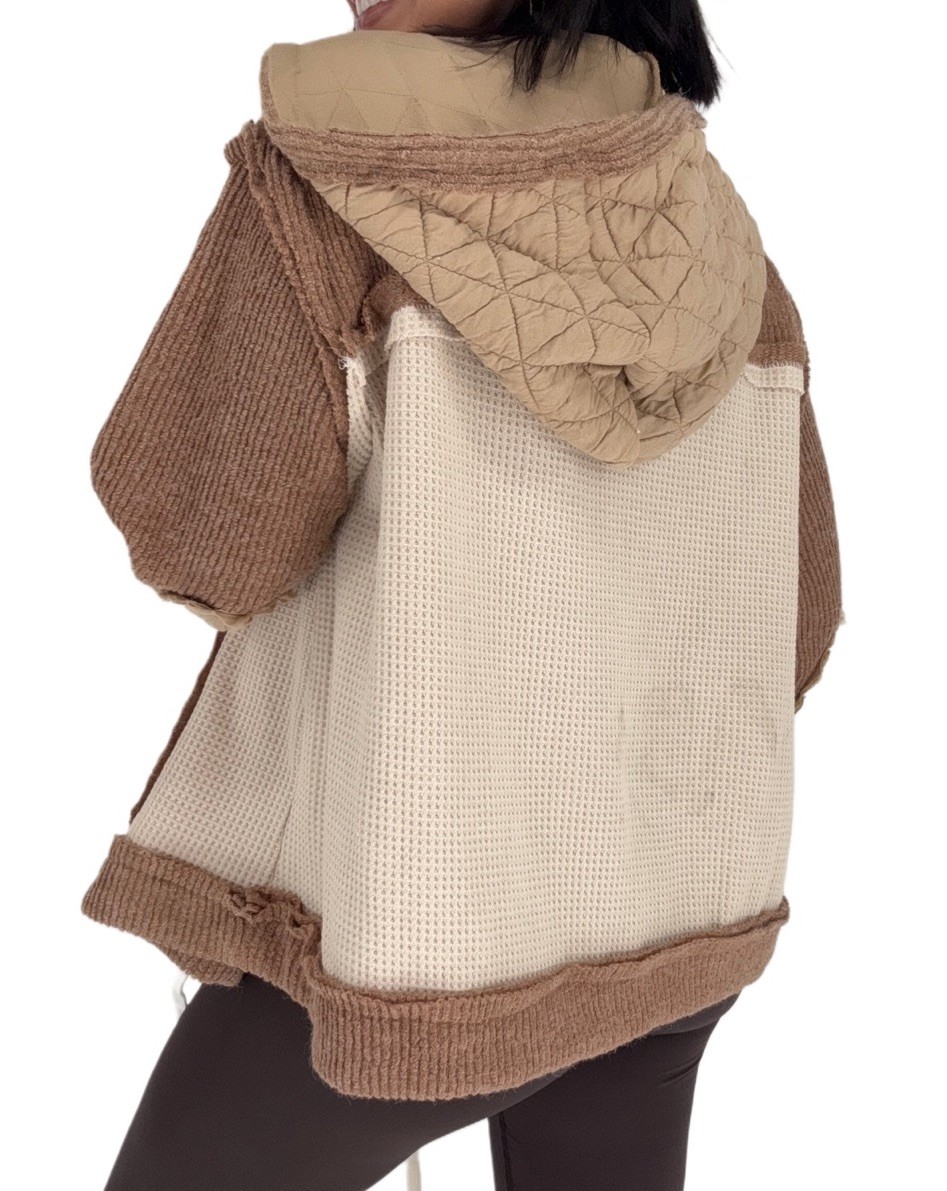 POL Hooded Patchwork Jacket Women’s Large - image 2