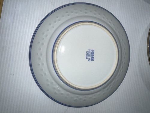 Vintage Dragon Rice Eye Dinner Plate Blue & White W/ Gilt Accent 10” CX369? - 第 3/4 張圖片