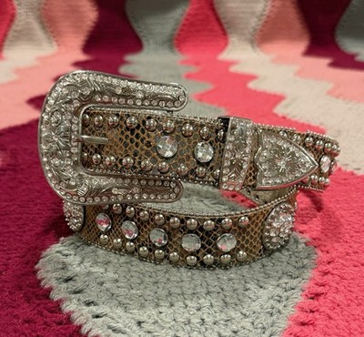 Blazin Roxx Belt Genuine Leather Snake Print Rhinestones Honky Tonk Cowgirl 38 