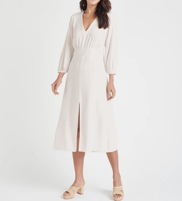 NEW Splendid x Cella Jane Womens Medium Midi Dress Cutout Back 3/4 Sleeve