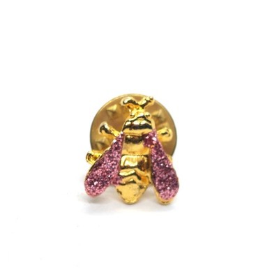 Bee Pin Gold Tone Glitter Wings Honey Insect Garden Nature Vintage Fashion Retro