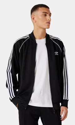 Men’s Adidas Original Track Jacket Size XL Black White Stripes - Image 1 of 4