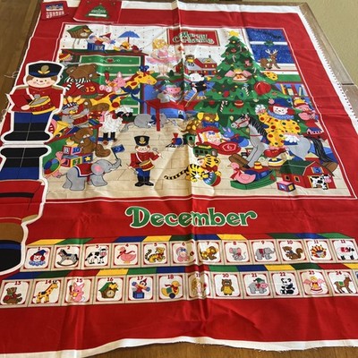 VTG Christmas Advent Calendar Panel Cranston Print Works 38  X 30 