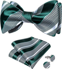 Mens Silk Self Bow Tie Set for Tuxedo Wedding
