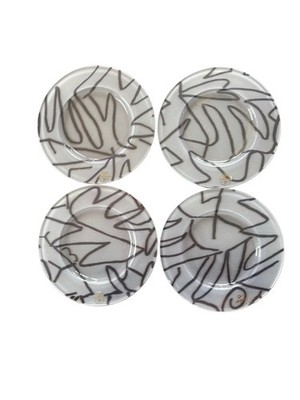 Vintage Rede Guzzini Italy 4 Acrylic Dessert Plates Abstract Postmodern Set