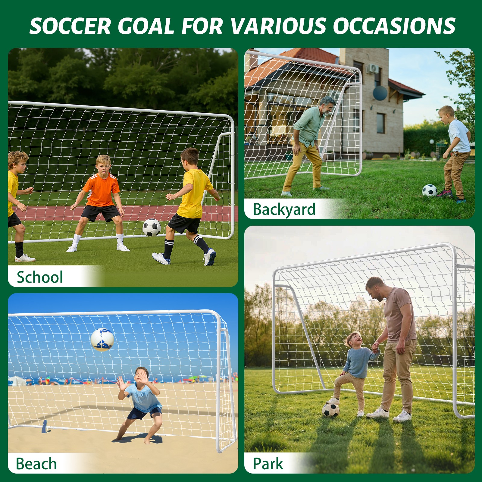 NAIZEA Backyard Soccer Goal Complete Training Equipment for Outdoor Sports Games