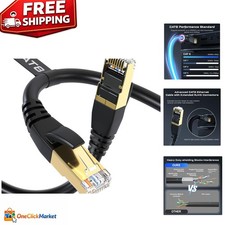 Cat 8 Ethernet Cable - 6FT, 40Gbps with Gold-Plated RJ45, Indoor/Outdoor Use