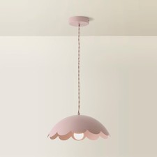 Pastel Ceiling Light Fitting Hanging Adjustable Pendant Scallop Metal Shade