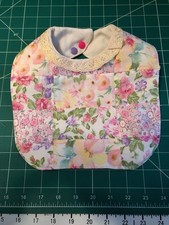 Quilted Baby Bib 100 Cotton W/Clasp Button Closure Handmade