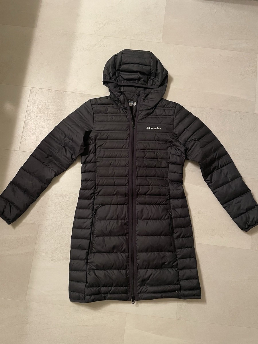 Columbia Down Jacket Womens Small Black Lake 22 Long Insulated