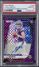 2024 PANINI PRIZM AUTO-PURPLE POWER #400 JJ MCCARTHY 21/49 PSA 10