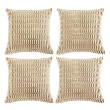 4 Packs Decorative Throw Pillow Covers 18x18 Inch 18" x 18" Pack of 4 Tan