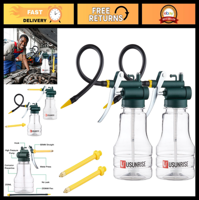#ad High Pressure Oil Can Set 2 Transparent Lubrication Bottles with Rigid amp; Flex $25.99