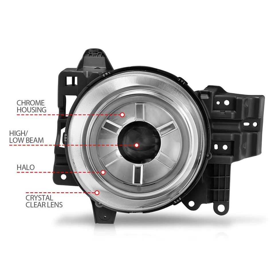 Conjunto de faros CCFL de lente transparente cromada con halo para Toyota FJ Cruiser 07-14 Foto 4 de 4