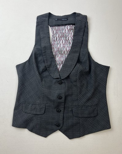 Vtg Y2K VEST Whimsigoth Steampunk Grunge Racerback Ruched Gray XL Runs Small - 第 1/5 張圖片