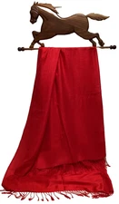 Pashmina Wrap Shawl Scarf Christmas Red Fringe 70" x 26.5" One Size Soft Solid