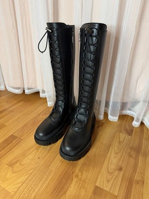 Moncler Vail Lace up Leather Boots Black Size EU 36 / US 6 Authentic