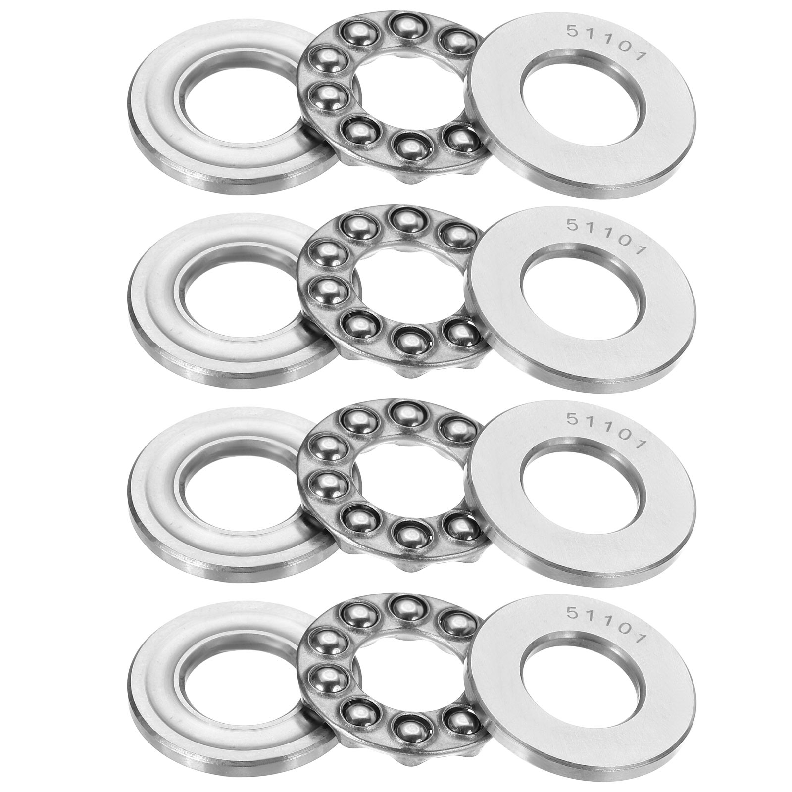 51101 Thrust Ball Bearings 12x26x9mm, 4 Pcs Single Row Roller for System Silver