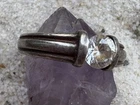Vintage Engagement Ring Art Deco Revival Retro Silver 925 Brushed 8 Crystal