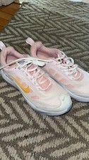 Nike Girls Pink White Yellow Mesh Logo Lace Up Breathable Sneakers Low Top