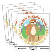 Sloth Hiking Team Waterproof Vinyl Decal Sticker Set - 5 Pack