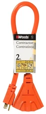 990824 12/3 Outdoor Multi-Outlet Extension Cord; 2-Foot; Orange