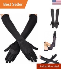 Stretchy 21" Satin Opera Gloves - Perfect for 1920s Flapper & Costume Parties