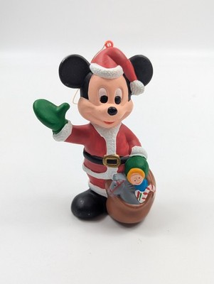 VTG Mickey Mouse Santa Christmas Ornament by The Walt Disney Co 4'' Plastic