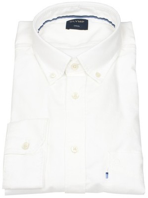 OLYMP Hemd Casual Regular Fit Button Down Kragen weiß