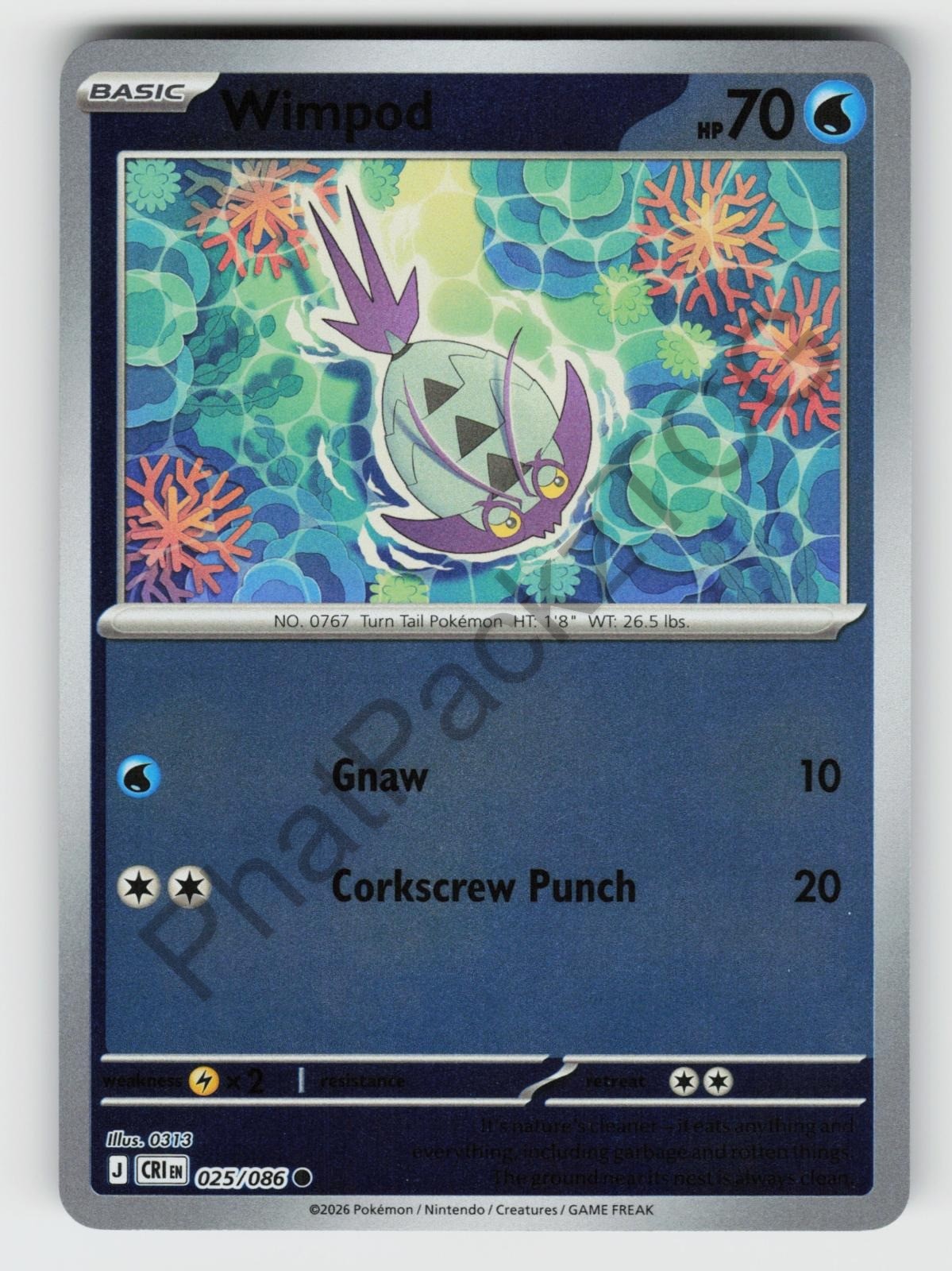 Wimpod 025/086 Chaos Rising C Reverse Holo NM/M Pokemon